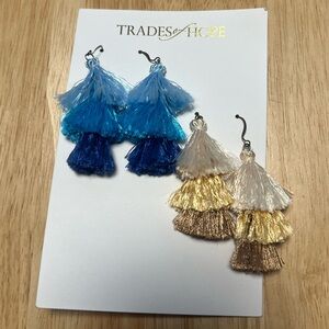 Trades of Hope Blue and Gold Tassel Earrings